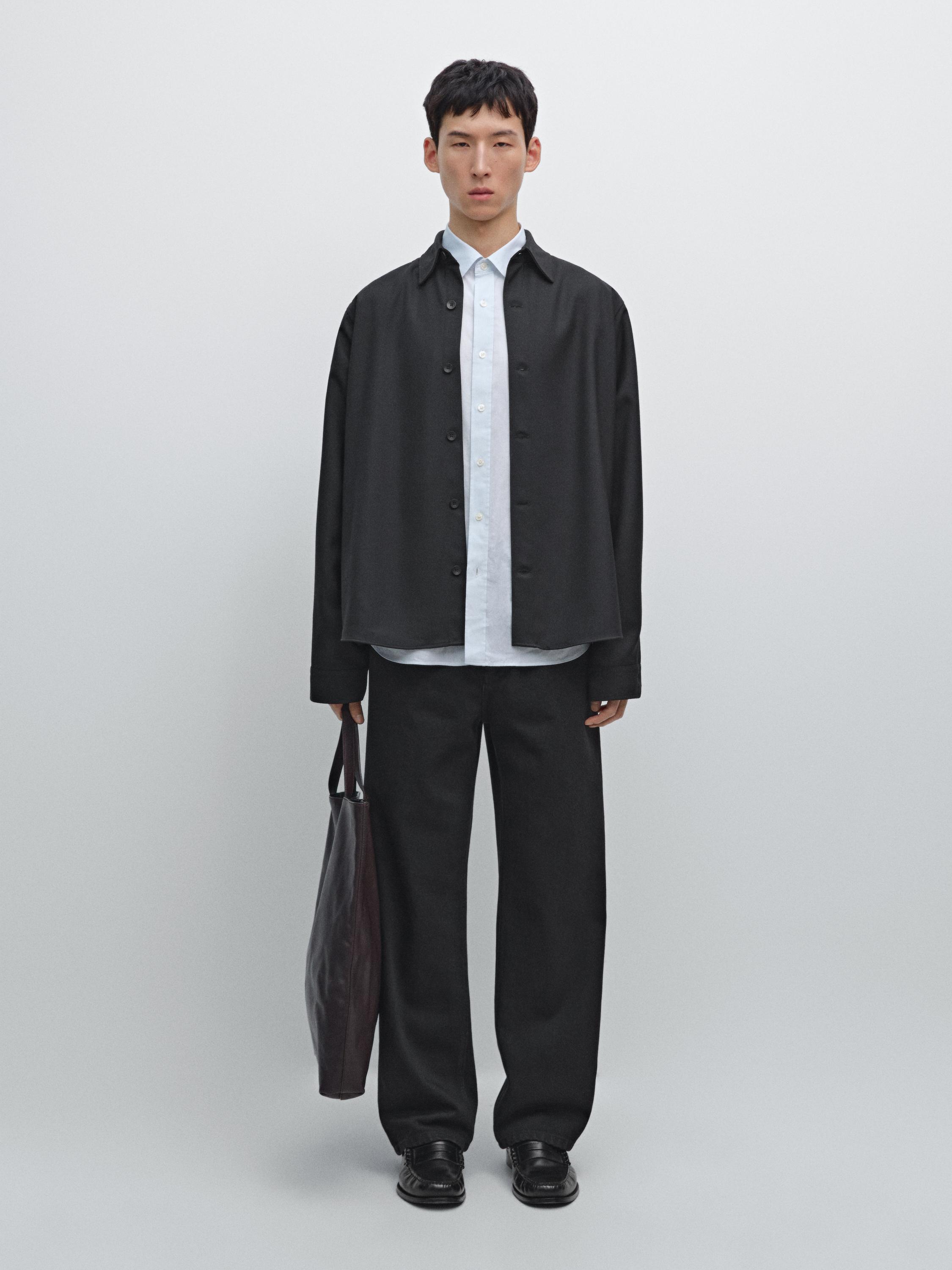 Wool blend overshirt with pockets